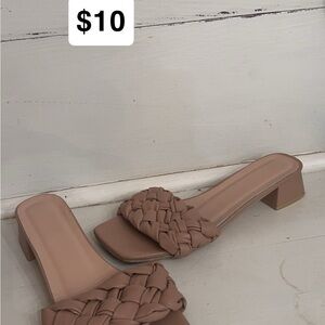 Braided Tan Women's Slide Sandals